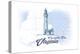 Chesapeake Bay, Virginia - Lighthouse - Blue - Coastal Icon-Lantern Press-Stretched Canvas