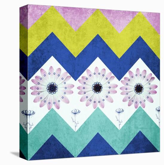 Chevron with Flowers-Irena Orlov-Stretched Canvas