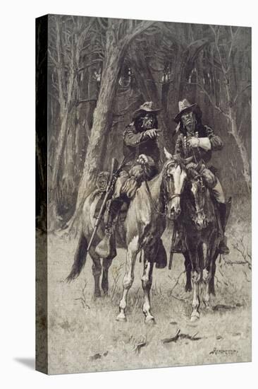 Cheyenne Scouts Patrolling the Big Timber of the North Canadian, Oklahoma, April 6, 1889 (Wood Engr-Frederic Remington-Premier Image Canvas