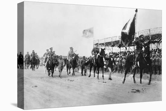 Chiang Kai-Shek of the Chinese Nationalists Following Flag Bearer in Military Procession, 1931-null-Stretched Canvas