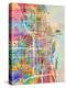 Chicago City Street Map-Michael Tompsett-Stretched Canvas