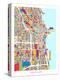 Chicago City Street Map-Michael Tompsett-Stretched Canvas