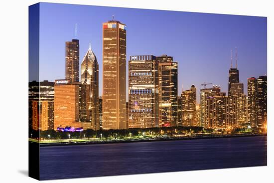 Chicago Cityscape at Dusk Viewed from Lake Michigan, Chicago, Illinois, United States of America-Amanda Hall-Premier Image Canvas