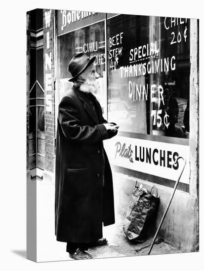 Chicago Homeless Man on Thanksgiving, 1952-null-Stretched Canvas