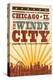 Chicago, Illinois - Skyline and Sunburst Screenprint Style-Lantern Press-Stretched Canvas