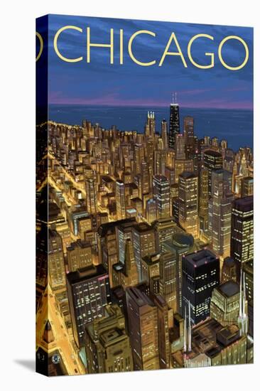 Chicago, Illinois, View of City from Sears Tower-Lantern Press-Stretched Canvas