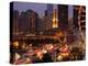 Chicago Navy Pier and Skyline at Night, Chicago, Illinois, Usa-Alan Klehr-Premier Image Canvas