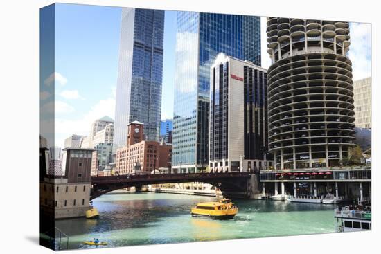 Chicago River and Towers, Chicago, Illinois, United States of America, North America-Amanda Hall-Premier Image Canvas