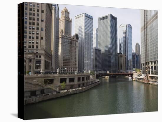 Chicago River and Wacker Drive, Chicago, Illinois, United States of America, North America-Amanda Hall-Premier Image Canvas
