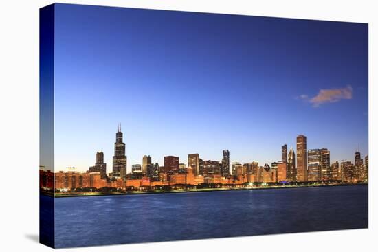 Chicago Skyline and Lake Michigan at Dusk with the Willis Tower on the Left, Chicago, Illinois, USA-Amanda Hall-Premier Image Canvas
