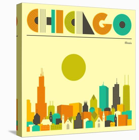 Chicago Skyline-Jazzberry Blue-Stretched Canvas