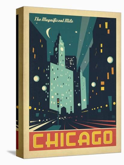 Chicago: The Magnificent Mile (Night Lights)-Anderson Design Group-Stretched Canvas