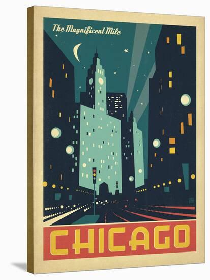 Chicago: The Magnificent Mile (Night Lights)-Anderson Design Group-Stretched Canvas