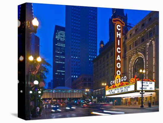 Chicago Theatre marquee at night, Chicago, Cook County, Illinois, USA-null-Premier Image Canvas