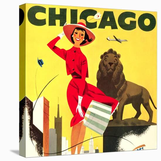 Chicago Vintage Travel Poster Square-null-Stretched Canvas