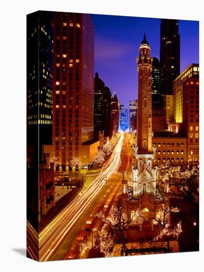 Chicago Water Tower at night, Michigan Avenue, Magnificent Mile, Chicago, Illinois, USA-null-Premier Image Canvas