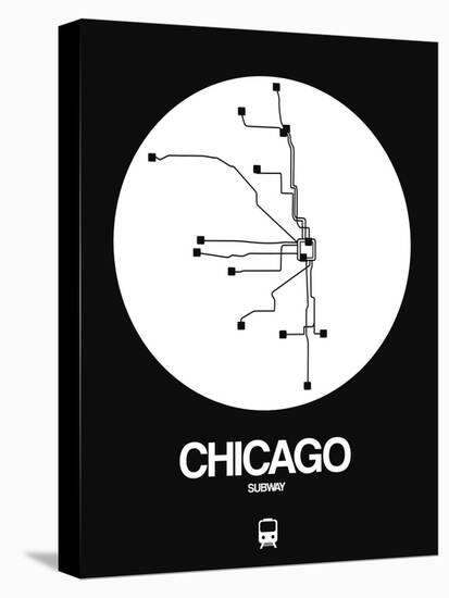 Chicago White Subway Map-NaxArt-Stretched Canvas