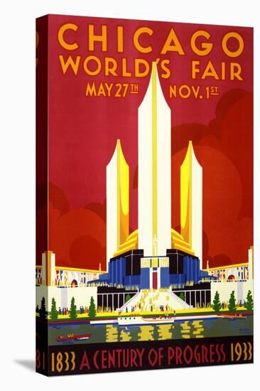 "Chicago World's Fair" Vintage Travel Poster, 1933-Piddix-Stretched Canvas