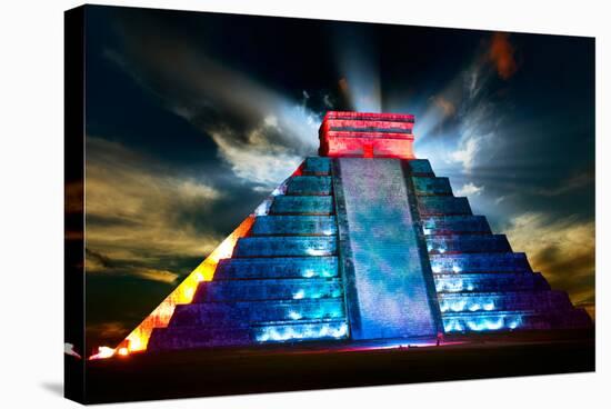 Chichen Itza Mayan Pyramid Night View-Subbotina Anna-Stretched Canvas