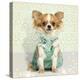 Chihuahua Wearing A Green Dress, Sitting On Fancy Background-Life on White-Premier Image Canvas