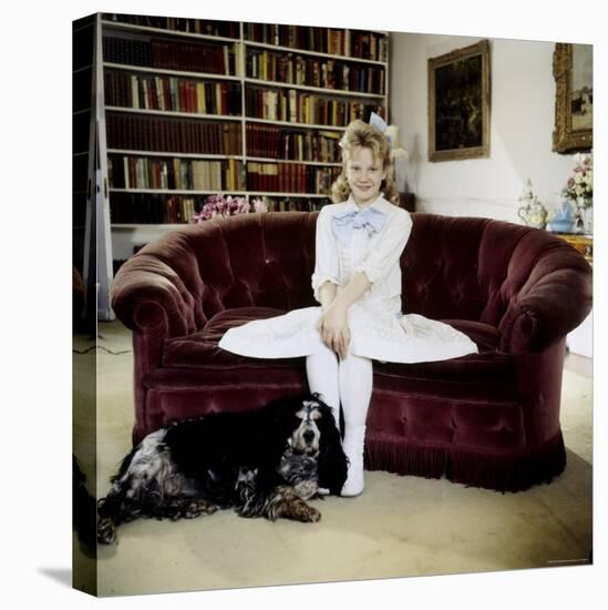 Child Actress Hayley Mills in Old Fashioned Dress with Spaniel at Making of Film "Pollyanna"-Loomis Dean-Premier Image Canvas