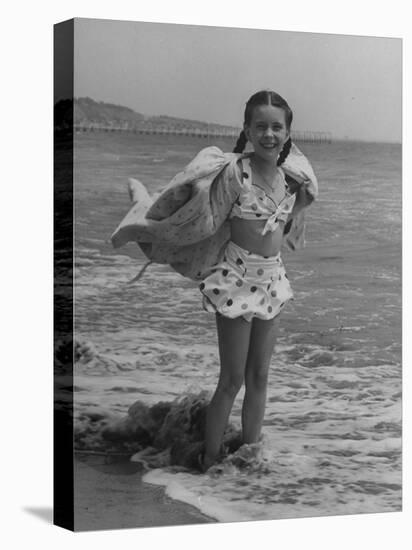 Child Actress Margaret O'Brien Posing at the Beach-null-Premier Image Canvas