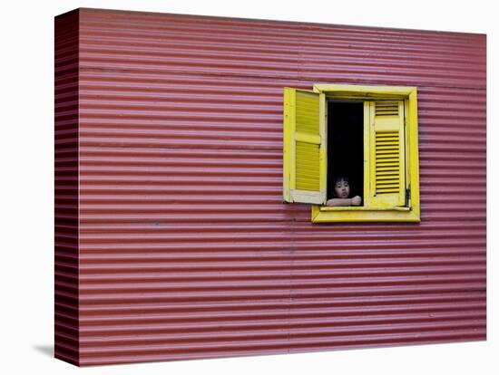 Child at a Window, La Boca, Buenos Aires, Argentina, South America-Thorsten Milse-Premier Image Canvas