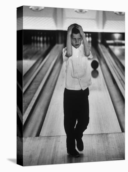 Child Bowling at a Local Bowling Alley-Art Rickerby-Premier Image Canvas