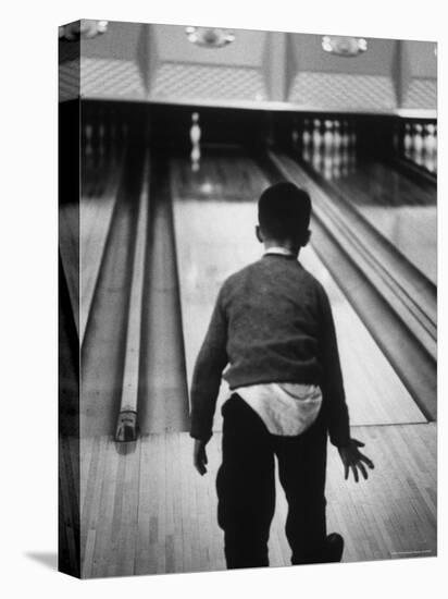 Child Bowling at a Local Bowling Alley-Art Rickerby-Premier Image Canvas