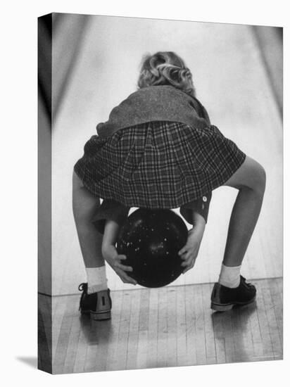 Child Bowling at a Local Bowling Alley-Art Rickerby-Premier Image Canvas