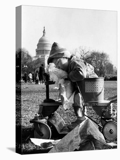Child Sleeping in Stroller During Celebrations for the Inauguration of Harry S. Truman-Frank Scherschel-Premier Image Canvas