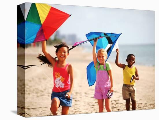 Children Flying Kites on the Beach-Bill Bachmann-Premier Image Canvas