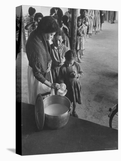 Children Getting Milk with Lunch-Frank Scherschel-Premier Image Canvas