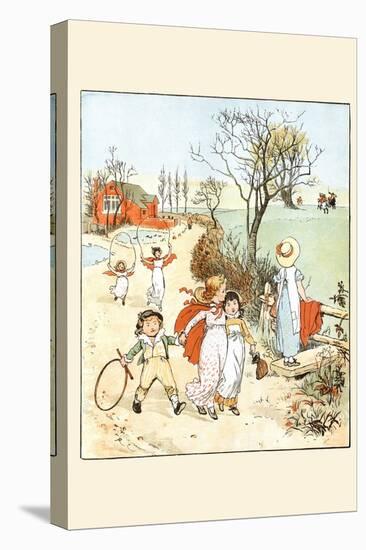 Children Jumped Ropes and Played with Hoops Along a Road-Randolph Caldecott-Stretched Canvas