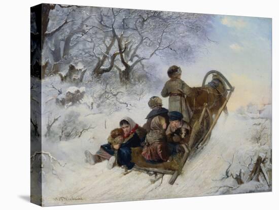 Children on a Horse Drawn Sleigh, 1870-Ivan Andreyevich Pelevin-Premier Image Canvas