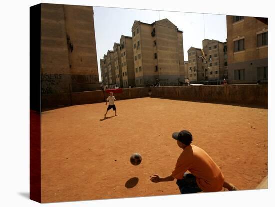 Children Play Soccer in Novo Mundo Slum, in Sao Paulo, Brazil-null-Premier Image Canvas