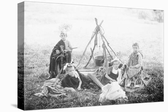 Children Playing Being Indians-null-Premier Image Canvas