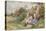 Children Reading Beside a Country Lane-Myles Birket Foster-Premier Image Canvas