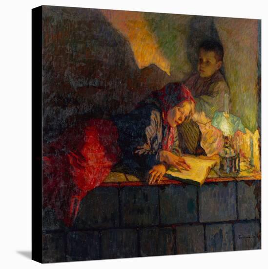 Children Reading by Candlelight-Nikolai Petrovich Bogdanov-Belsky-Premier Image Canvas