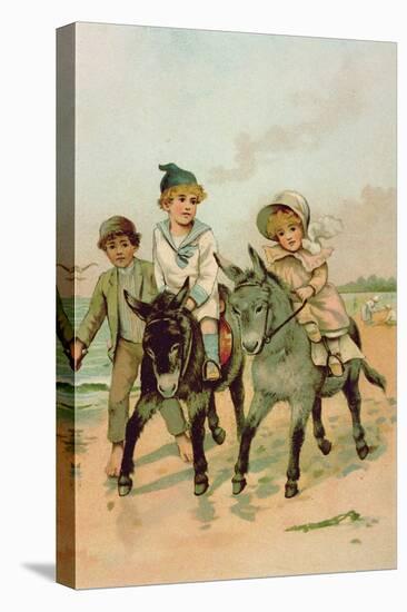 Children Riding Donkeys at the Seaside-Harry Brooker-Premier Image Canvas