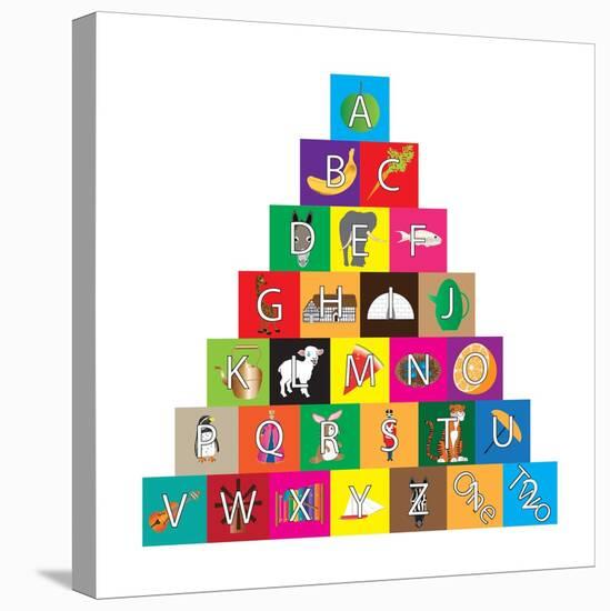 Children's Alphabet Building Blocks Isolated on White-Bernard Rabone-Stretched Canvas