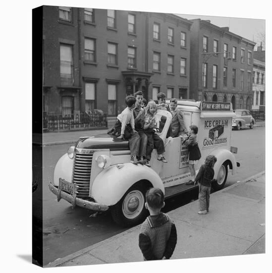 Children Sit on the Ice Cream Truck in Brooklyn-Ralph Morse-Premier Image Canvas
