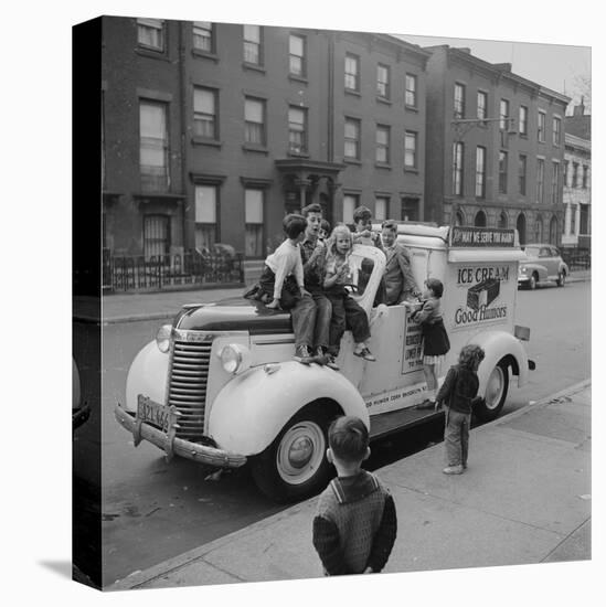 Children Sit on the Ice Cream Truck in Brooklyn-Ralph Morse-Premier Image Canvas