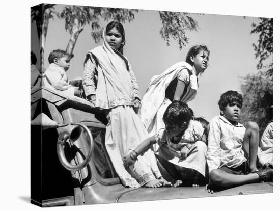 Children Watch Funeral Procession of Assassinated Indian Leader Mohandas K. Gandhi-Margaret Bourke-White-Premier Image Canvas