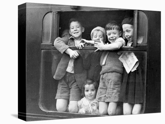 Children Waving While Being Evacuated-Associated Newspapers-Stretched Canvas