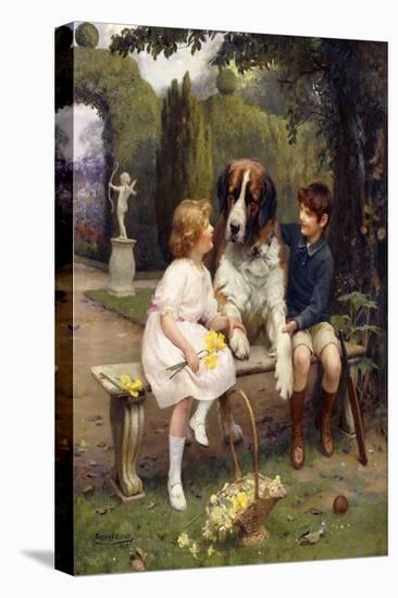 Children with a St. Bernard, 1922 (Oil on Canvas)-Arthur John Elsley-Premier Image Canvas