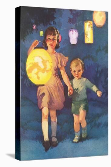Children with Chinese Lantern-null-Stretched Canvas