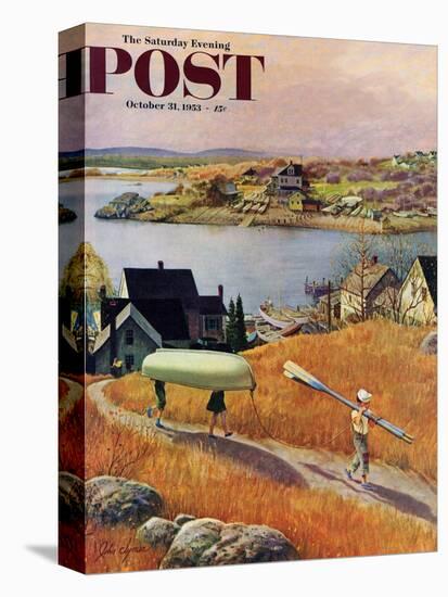 "Children with Rowboat" Saturday Evening Post Cover, October 31, 1953-John Clymer-Premier Image Canvas