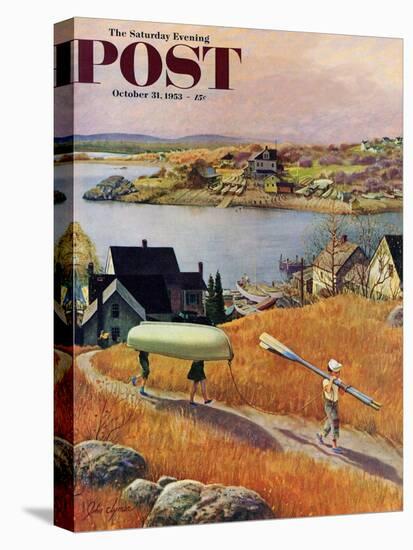 "Children with Rowboat" Saturday Evening Post Cover, October 31, 1953-John Clymer-Premier Image Canvas