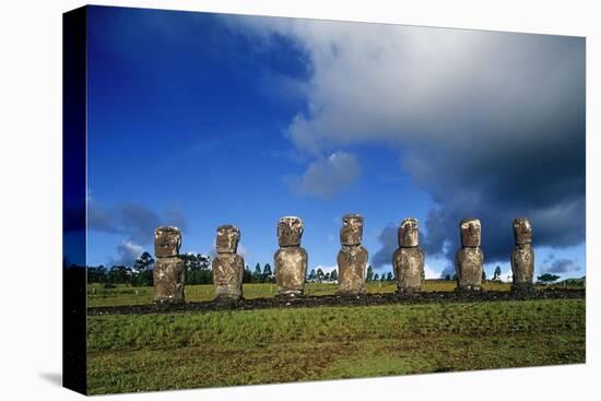 Chile, Easter Island, Rapa-Nui National Park, Ahu Akivi, Anthropomorphic 'Moai' Monoliths-null-Premier Image Canvas